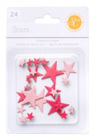 AC Essentials Chipboard - Red/Pink Stars