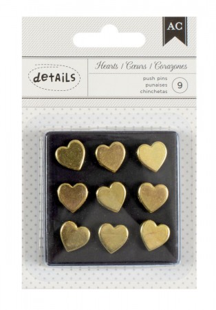 AC Off Push Pin Gold Hearts