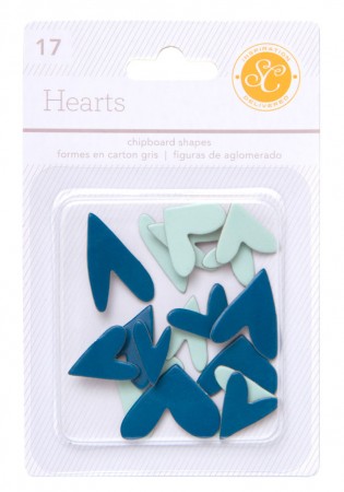 AC Essentials Chipboard - Aqua/Navy Hearts