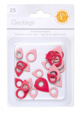 AC Essentials Chipboard - Red/Pink Geo Tag