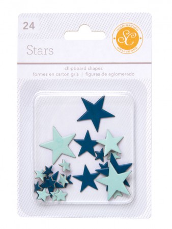 AC Essentials Chipboard - Aqua/Navy Stars