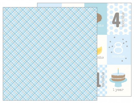 Pebbles Lullaby Collection Baby Boy Plaid - 12 x 12 Double Sided Paper