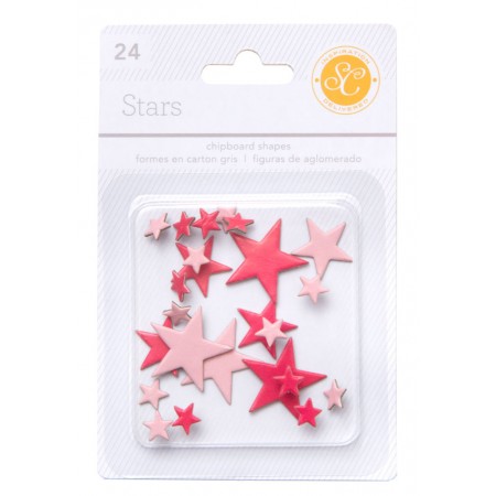 AC Essentials Chipboard - Red/Pink Stars