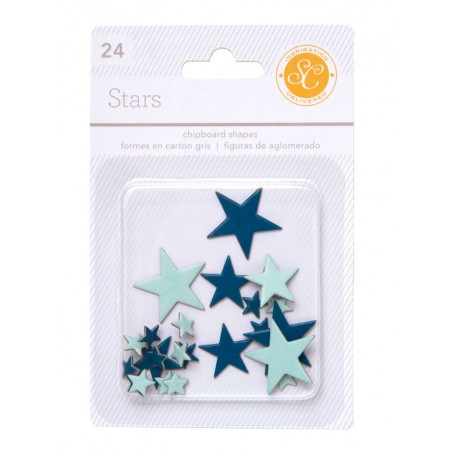 AC Essentials Chipboard - Aqua/Navy Stars