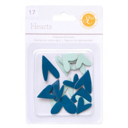 AC Essentials Chipboard - Aqua/Navy Hearts
