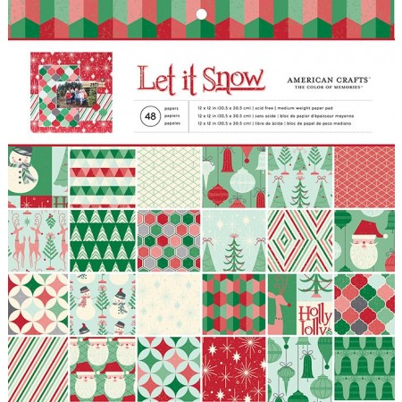 AC Single-Sided Paper Pad 12"x12" 48/PKG - Let It Snow