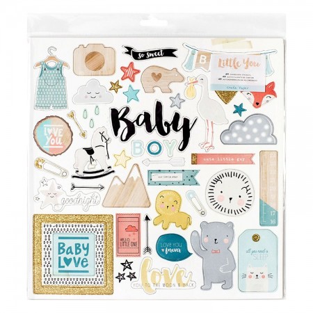 Little You Glittered Adhesive Chipboard (Baby boy)