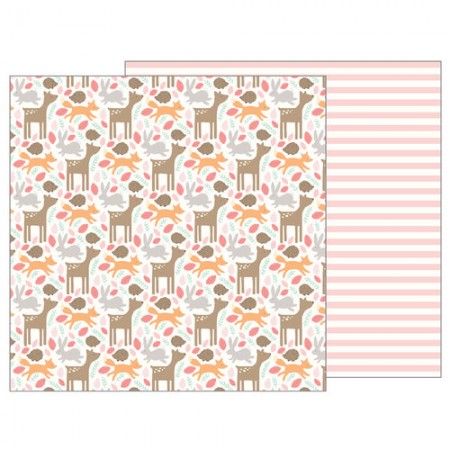 Pebbles Lullaby Collection Woodland Baby Girl - 12 x 12 Double Sided Paper