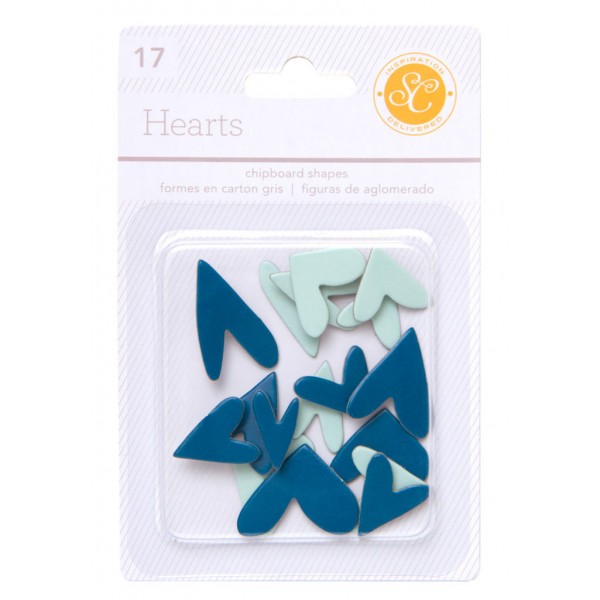 AC Essentials Chipboard - Aqua/Navy Hearts