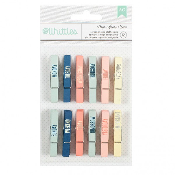 AC Designer Desktop Essentials Clothespins 12/PKG - Week