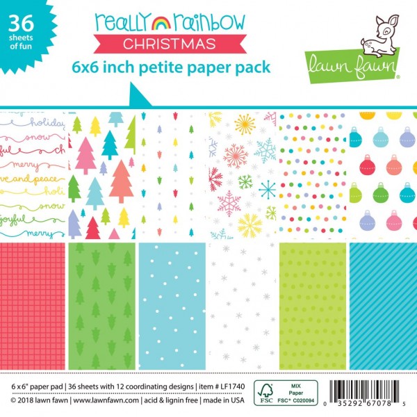 LF really rainbow christmas petite paper pack 6x6 Paper Pad