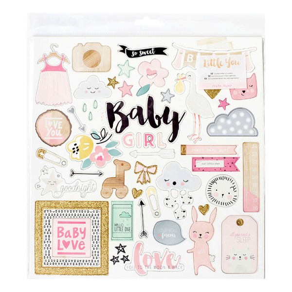 Little You Glittered Adhesive Chipboard (Baby girl)