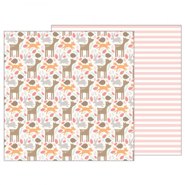 Pebbles Lullaby Collection Woodland Baby Girl - 12 x 12 Double Sided Paper