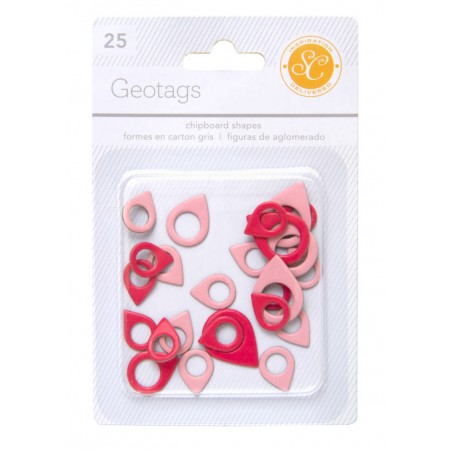 AC Essentials Chipboard - Red/Pink Geo Tag