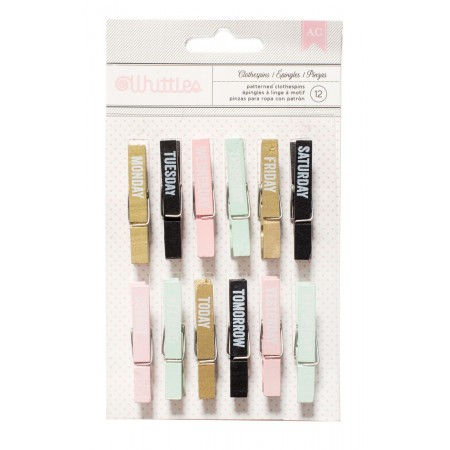 AC Designer Desktop Essentials Clothespins 12/PKG - days