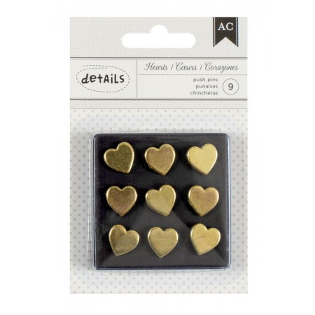 AC Off Push Pin Gold Hearts