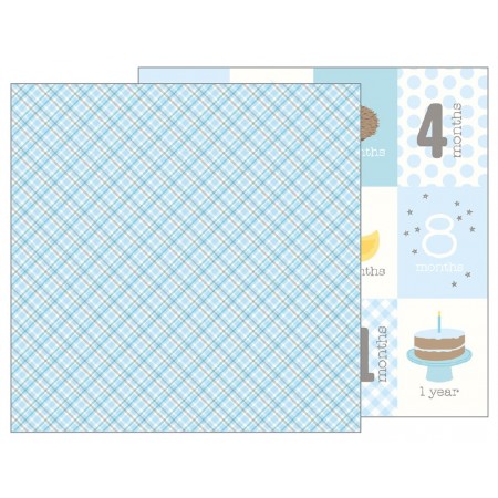 Pebbles Lullaby Collection Baby Boy Plaid - 12 x 12 Double Sided Paper