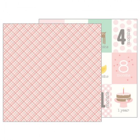 Pebbles Lullaby Collection Baby Girl Plaid - 12 x 12 Double Sided Paper