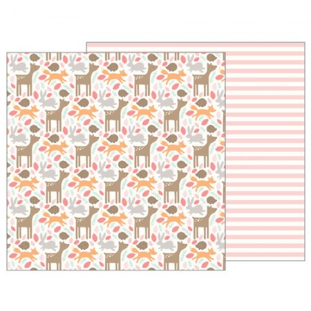 Pebbles Lullaby Collection Woodland Baby Girl - 12 x 12 Double Sided Paper