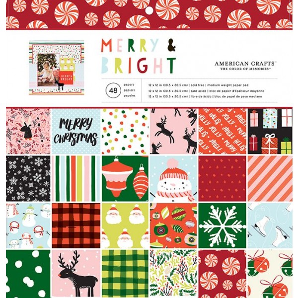 AC Single-Sided Paper Pad 12"x12" 48/PKG - Merry & Bright