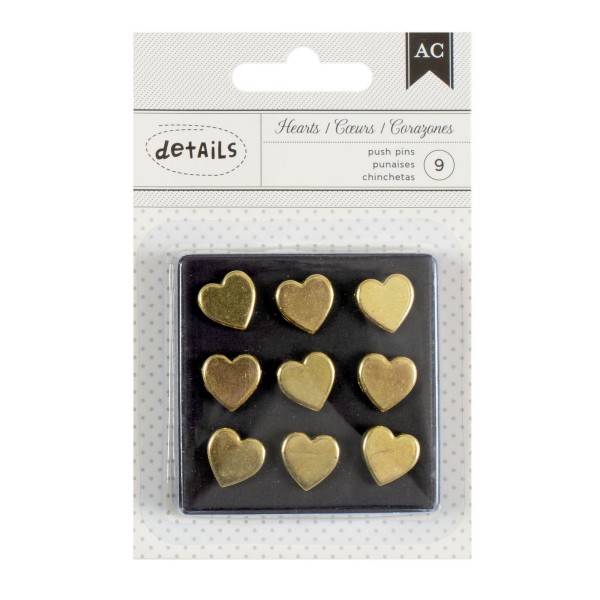 AC Off Push Pin Gold Hearts