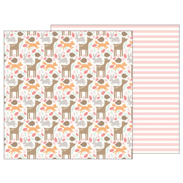 Pebbles Lullaby Collection Woodland Baby Girl - 12 x 12 Double Sided Paper